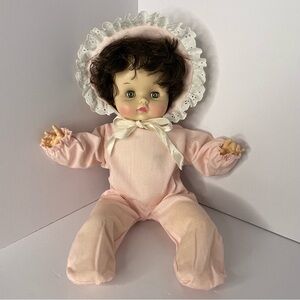 Vintage Effanbee Baby Doll Cloth and Vinyl Green Sleepy Eyes 15” #9379 Made USA